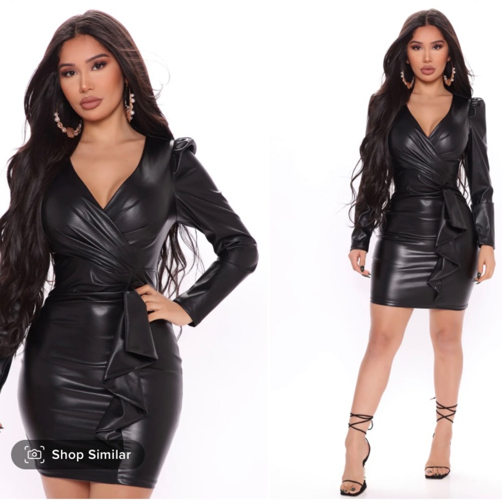 Faux Leather Wrap Dress!
